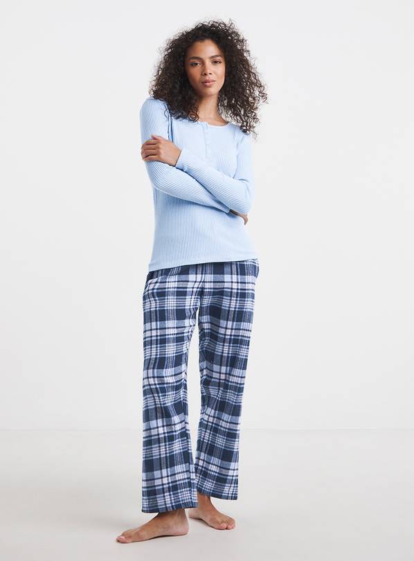 SIMPLY BE Pretty Secrets Flannel Check Henley Pyjama Set 8